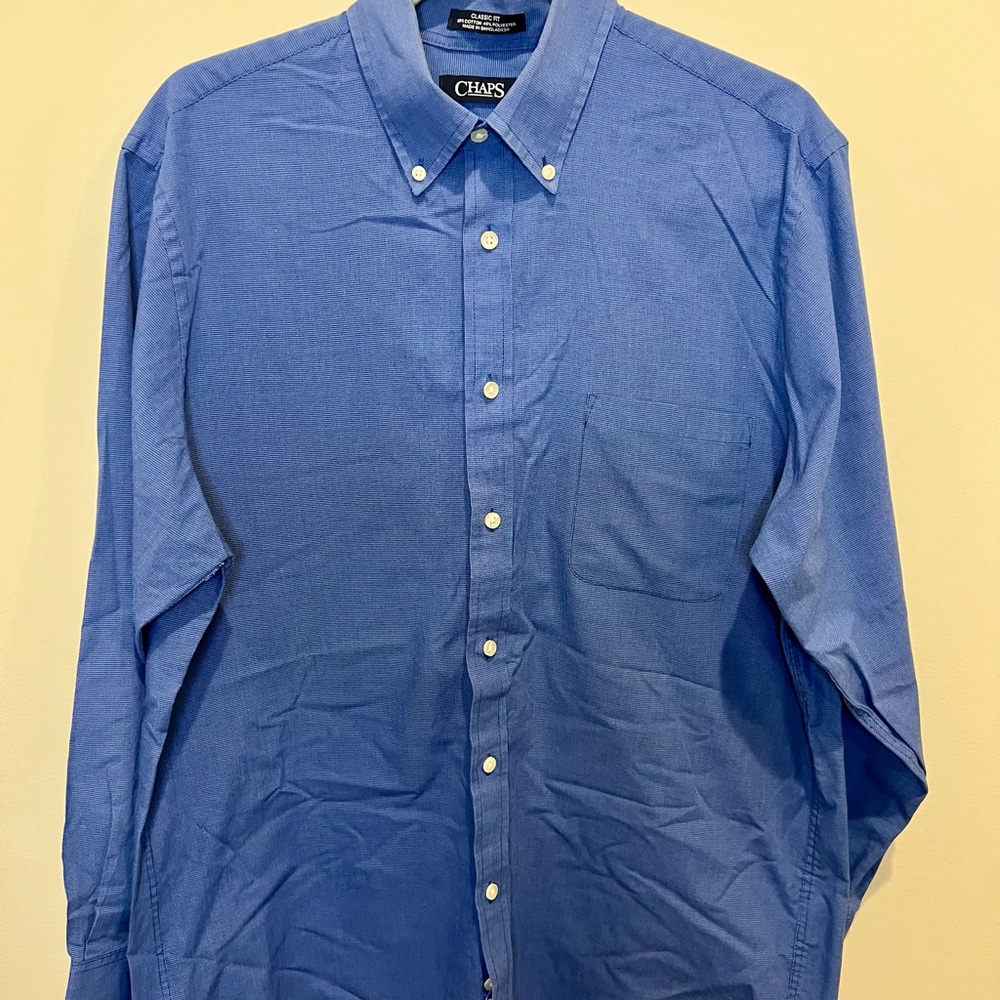Chaps Men's Elegant Blue Button-Up Shirt